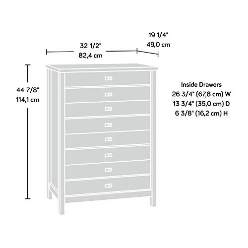 Image of Sauder Cottage Road 4-Drawer Chest, Soft White finish, L: 32.44 inch x W: 19.29 inch x H: 44.92 inch