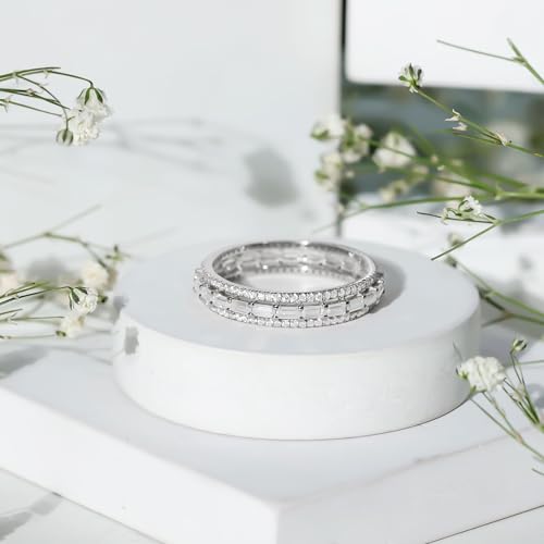 Certified Moissanite Eternity Band for Women, D-VS1 Quality, 3 Row Wedding Band (With Ready To Gift Jewelry Box)3