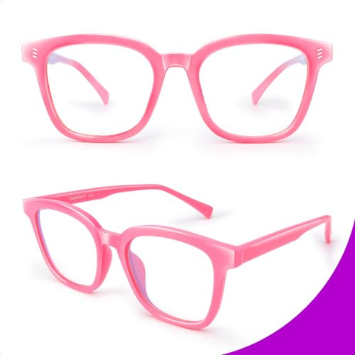Image of VISOONE Square TR90 Lightweight Anti Glare UV400 Gaming Computer Glasses | 99% Digital Screen Filter Non-Prescription Clear Lens Oversized Frame Trendy Fashion Blue Light Blocking Women Men NOE