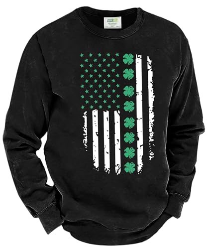 Arvilhill Men's St Patrick's Sweatshirt Shamrock Irish Long Sleeve Shirt (S-3XL)