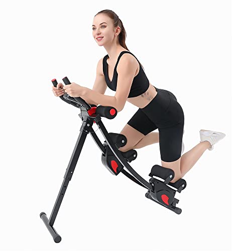 Fitlaya Fitness ab machine, ab workout equipment for home gym, Height Adjustable ab trainer, foldable fitness equipment with resistance bands Red by Fitlaya Fitness - Image 2