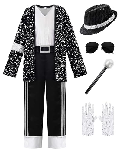 ReliBeauty boys girls 80s dance star costume 90s pop stage costume role play party for kids,150