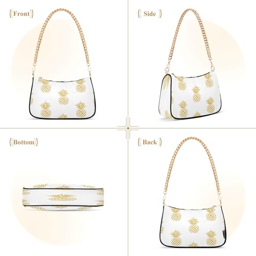 Shoulder Bags for Women Gold Pineapple Hobo Tote Handbag Small Clutch Purse with Zipper Closure2