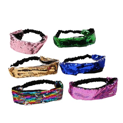 Bandeaux à cheveux à paillettes OSALADI : lot de 6 accessoires de coiffure en tissu coloré pour femme