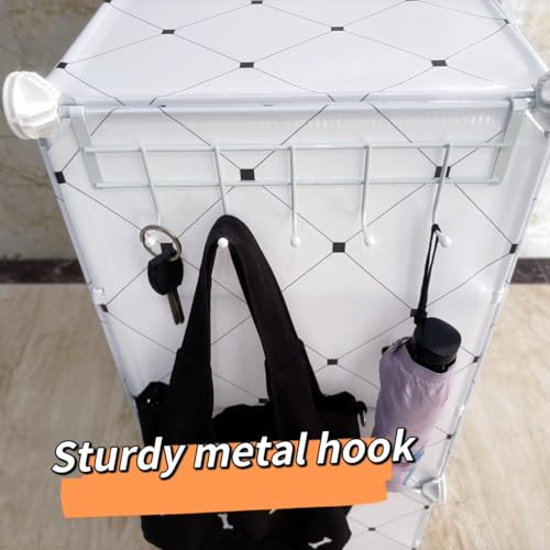 Image of LUVHOMEE Plastic Shoe Rack for Home with Door, 4-Door Shoe Storage Cabinet | 12-Shelfs for 24 Pairs | Waterproof & Portable DIY Shoe Slipper & Chappal Stand for Entryway /Bedroom (White-A6)