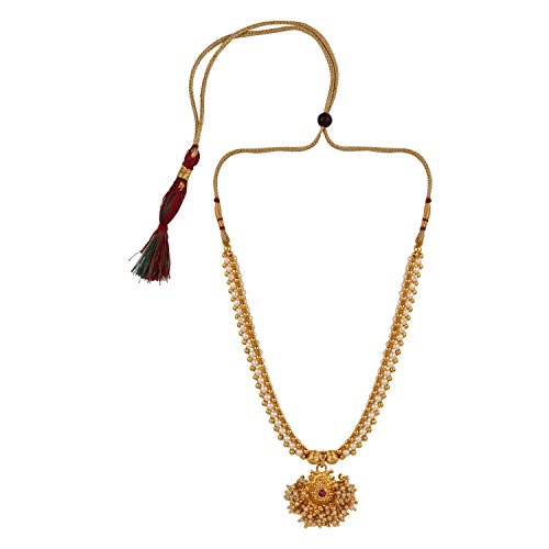 Efulgenz Indian Traditional Gold Tone Pearl Beaded Temple Pendant Necklace Jewelry for Women