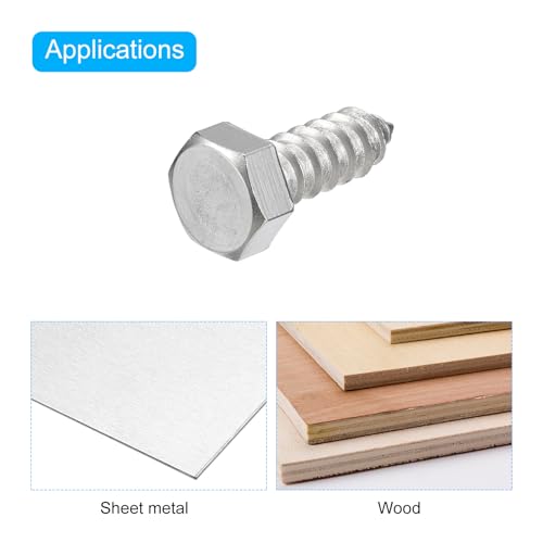 Tornillos de cabeza hexagonal de acero inoxidable para madera 30 uds 4