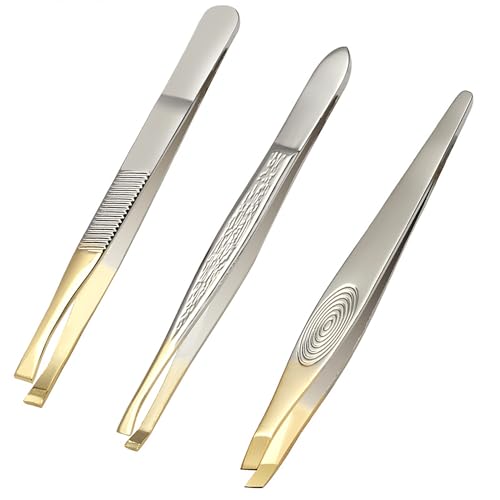 SHUBEIEUMI Pinzas para cejas, Pinza de Acero Inoxidable, Tweezer Pinzas de Depilar Profesionales Cejas, para extensión de pestañas, depilación, cuidado facial, cejas, barba, pelos pequeños