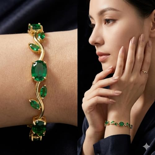 Image of 18K Gold Plated Stylish Chain Bracelet for Women & Girls | Trendy Unique Diamond Tennis Charm Link Tulip Everyday Instagram Viral Jewellery