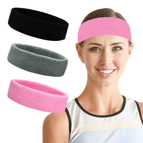 Pejnl 3-Pack Moisture-Wicking Sport Headbands