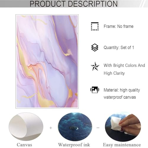 Lienzo de lavanda y mármol, un cuadro abstracto de 70x100cm para la pared del dormitorio. 6