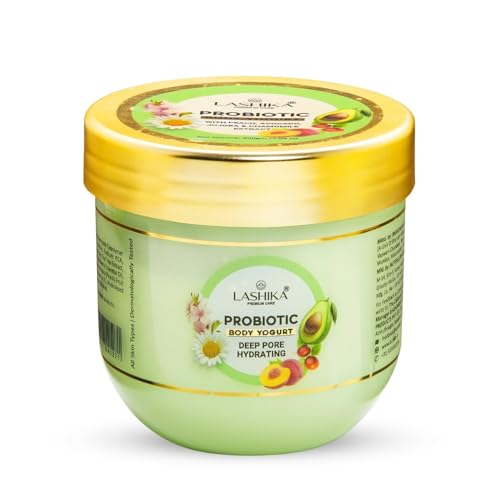 Image of Lashika Probiotic Body Yogurt | Instantly Absorbing Hydration | With Goodness of Avocado, Peach, Chamomile & Tea Tree Oil | For All Skin Types | 200g