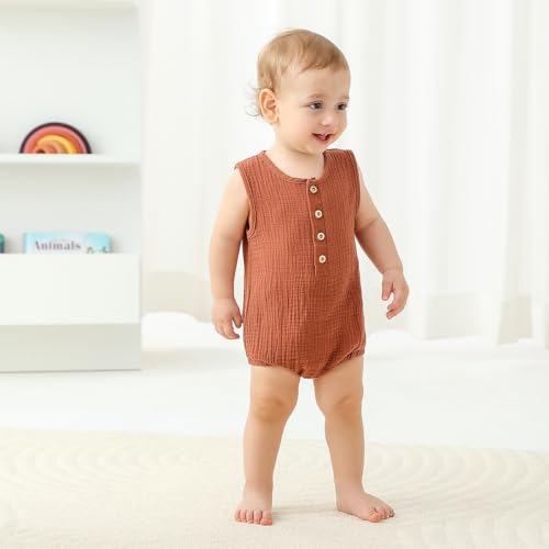 Baby Boy/Girl Romper Sleeveless Cotton Linen Tank Top Bodysuit One Piece Neutral Newborn Baby Summer Clothes2