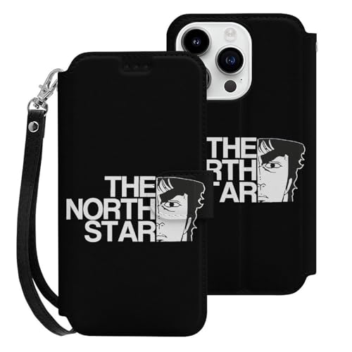 iPhone15Pro用ケース 手帳型 北斗の拳 スマホケース ストラップ付き 財布型 アイフォン15Pro用ケース おしゃれ 軽量 背面 携帯カバー カード収納 スタンド機能 PUレザー 耐衝撃