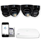 Montavue Smart Security Camera System 8 Channel 4K NVR with 4MP AISMD Turret Audio Cameras w/Smart Dual Illumination and People/Vehicle Detection (4, Black)