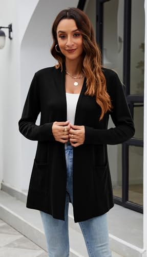 Newchoice Womens Lightweight Long Sleeve Cardigans with Pockets Casual Soft Open Front Sweater Cardigan Duster3
