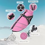 Mitili Warme Hundemantel Wasserdicht mit Geschirr, Reflektierend Hundejacke Winter für Kleine und Mittlere Hunde, Winddichte Hunde Wintermantel, Outdoor Hundeweste (Rosa, M)
