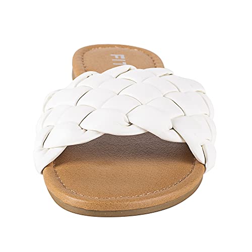 Image of FITORY Womens Flat Sandals Fashion Round Open Toe Slip On Slides with Braided Strap Slippers for Summer Size 6-11