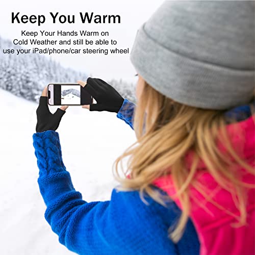 Evridwear 3 Pairs Winter Touchscreen Fingerless Gloves Cold Weather Thermal Warm Glove For Men Women #TOP4