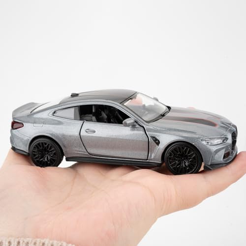 RMZ City 1/36 BMW M4 CSL Model Car, Alloy Toy Car with Pullback Function, Suitable for Collecting and Decorating Model Toys, Car Gifts for Boys and Girls (Grey)