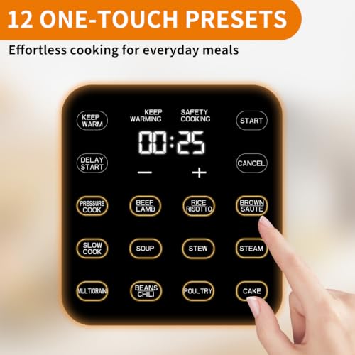 Image of 6Qt 9-in-1 Electric Pressure Cooker,Quick Meals, Time Saving, Healthy Non-Stick Pot, Rice /Slow /Steam /Saute /Warmer, 24H Delay - Efficient Cooking Solution for Home, Meal Prep, Gift for Cooks, Silver