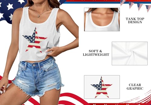 Image of Ithalt Womens American Flag Shirts 4th of July Outfits USA T-Shirt Patriotic Tank Shirt Fourth of July Sleeveless Tops