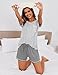 Ekouaer Womens Pajama Sets 2 Piece Soft Short Sleeve Top and Shorts Sleepwear Round Neck Pjs Lounge Set with Pockets Light Grey Stripes Large