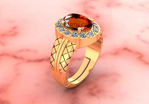 Bague réglable grenat hessonite naturelle pour harmonisation astrologique - 3