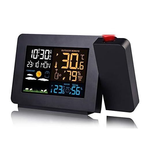 Projection Alarm Clock with Outdoor Sensor,Personal Weather Station for Bedroom, Projector Dimmable Clock Dual Alarms LCD,12/24H