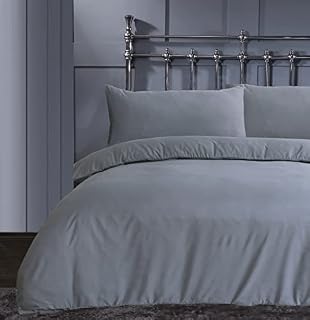 Linen Home King Size Duvet Set Grey - Soft & Breathable Microfibre Kingsize Duvet Cover with 2 Pillowcases, Easy Care Wrinkle Free King Bedding Set of 3 Pcs (King, Grey)