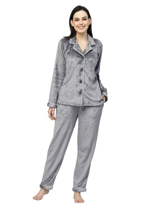 klotthe Women Grey Solid Woolen Night Suit-picture-39