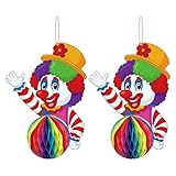 Clown Girlande Karneval Deko mit Wimpelkette, 12 Stück Spiral Girlanden mit Clown Motiv, Faschingsdeko Luftschlangen für Deckenhänger, Hängende Wirbel Dekoration fürFasching Zirkus Deko