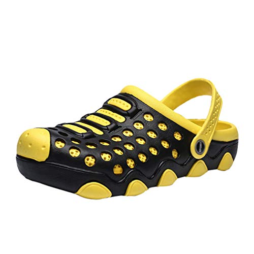 Mengyu Clogs Damen Herren Gartenschuhe Sommer Pantoletten Rutschfest Strandschuhe Outdoor Sport Geschlossen Hausschuhe (Gelb, 41 EU) Cover