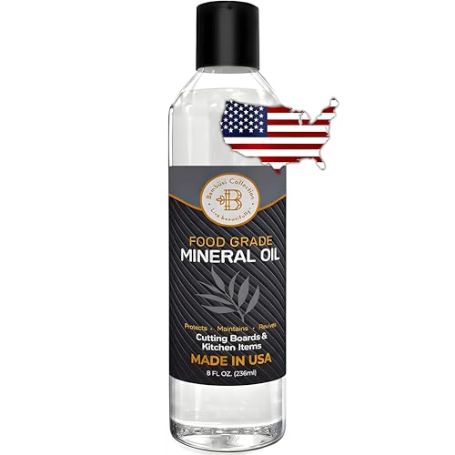Mineral Oil for Wood Cutting Board - 8oz Food Grade Cutting Board Oil Butcher Block Conditioner, Food Safe Wood Oil for Bamboo, Teak, Countertops, Wooden Utensils, Knives, Meat Grinder, Soapstone
