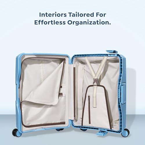 Image of Carlton Locke Cabin Trolley Bag 56cm | Small | Hardsided Luggage|Smooth 8-wheel Suitcase| TSA Lock With Anti Theft Zipper |Toiletry Pouch & Multipocket Convipack | 5-year International Warranty (Blue)