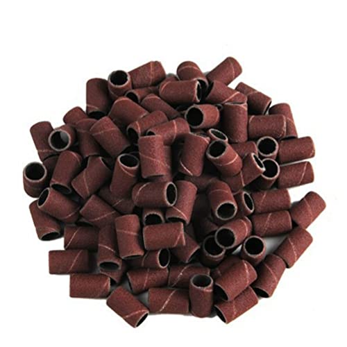 AKOAK 100 Pcs/Lot #180 Grit File Sand Piece Set Nail Art Professional Sanding Bands Brown Pieces Gel File Gel Polish Remover Manicure Pedicure Nail Machine Nail Tools