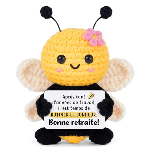 Gleevara Cadeau Retraite Femme Homme, Cadeau Collegue de Travail Femme, Abeille Mignonne au Crochet Faite Main - Décoration pour Bureau& Maison, Cadeau...