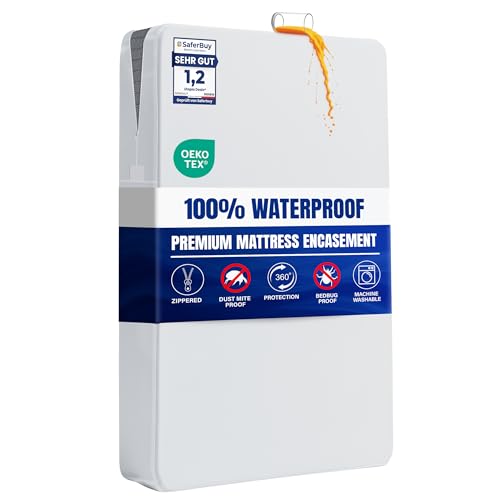 Utopia Bedding Premium Waterproof Mattress Encasement Double Bed (135 x 190 x 30 cm) Zippered Mattress Protector Bed Bug and Dust Mite Proof Mattress Cover White