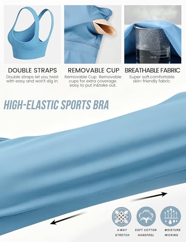 Image of Sports Bras for Women, Light Support Push Up Sport Bra Workout Built in Bra Scoop Neck U Back Yoga Sports Bra