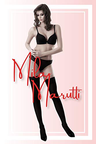 Image of Mila Marutti Thigh High Stockings for Women Opaque Tights Pantyhose 100 Denier Laced Top (S, White)