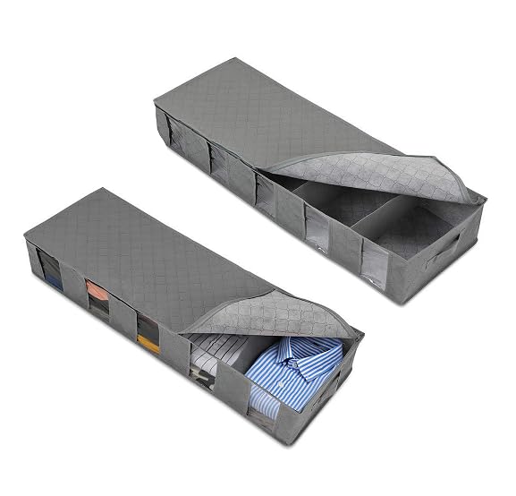 Sac de rangement sous le lit gris 2 pièces pour stocker les couettes