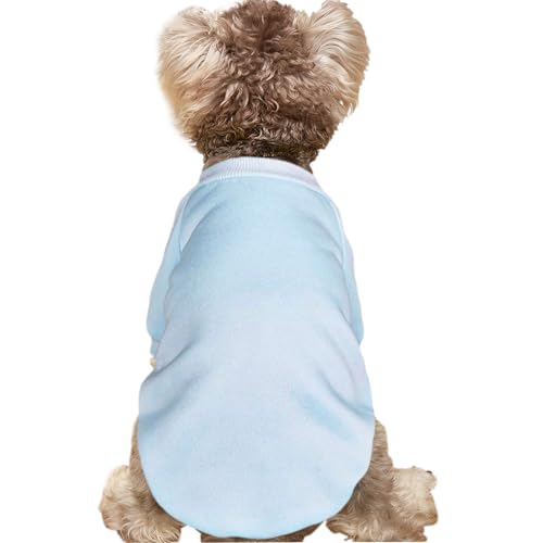 Image of Puppy Sweater for Small Dogs Winter Pullover, Light Blue XXS | Elastic Cuffs Pet Clothes, Holiday Party Matching, Fall Winter Daily Outfit, Soft Breathable Machine Washable Sweatshirt