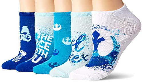 Star Wars womens Star Wars 5 Pack No Show Casual Sock, Assorted Blue Multi, 9 11 US