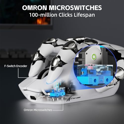 Image of ATTACK SHARK G3 PRO Wireless Gaming Mouse with RGB Charging Dock,2.4G /USB-C Wired /BT PAW3311 Optical Sensor 1K Polling Rate Adjustable 25K DPI,500mAh Battery Ultra Lightweight 59g Mice (White)