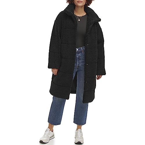 Levi's Women's Long Length Patchwork Quilted Teddy Coat, Black, Large by Levi's - Used condition - US$65.83