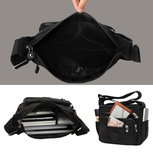 Image of PALAY Women Crossbody Bag Waterproof Nylon Multi-layer Crossbody Bag Casual Satchel Bag Shoulder Bag Messenger Bag Travel Crossbody Bag Day Pack