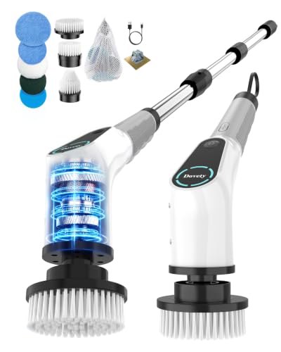 Dovety Electric Spin Scrubber, Extendable Handle, 8 Brush He...