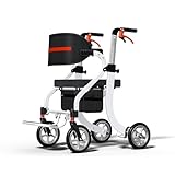Nihhcune 4-in-1 Mobility Wheelchair Combination, No Installation Design, Walkers for Seniors, Foldable Walker with Seat, Rollator Walker with Durable Aluminum, Ergonomic Design Rolling Walker