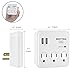 BESTTEN 3.1A Dual USB Wall Outlet Surge Protector with 3 AC Outlets, 15A/125V/1875W, Child Safty Covers, ETL Listed