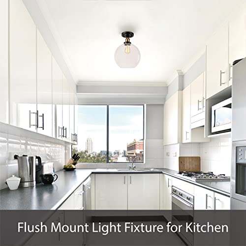 Aspen Creative 63013-32, 2-Light Flush Mount, Matte Black Finish w/Frosted Glass, 11" Dia, E26 Socket, 60 Watts, Bulb Not Included, Set of 2 by Aspen Creative - Image 5